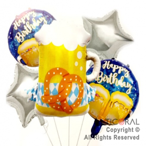 SET DE GLOBOS METALIZADO CERVEZA 5 UNIDADES 